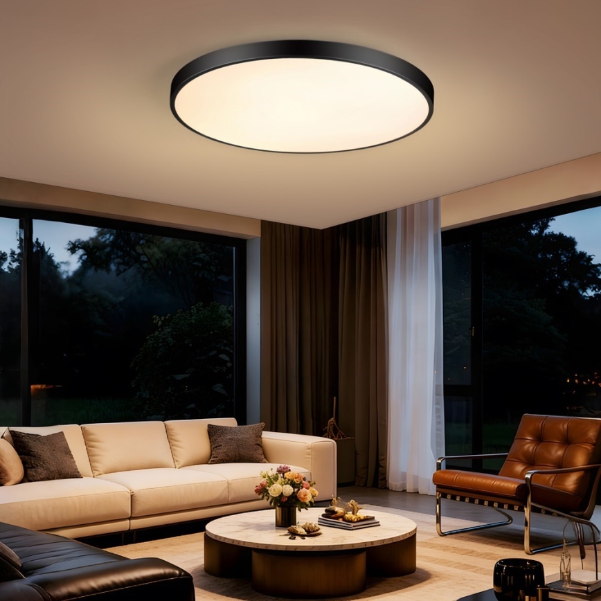 Immax NEO 07313L - Ściemnialna oprawa sufitowa LED SEMPLICI LED/96W/230V Ø 80 cm Wi-Fi Tuya czarna + pilot zdalnego sterowania
