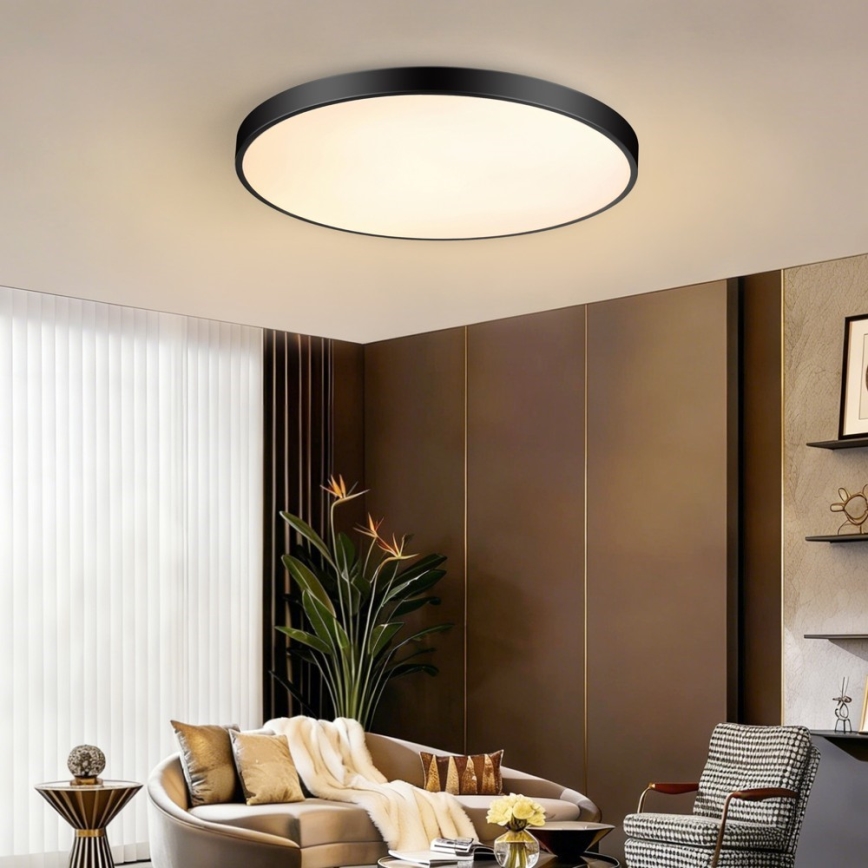 Immax NEO 07313L - Ściemnialna oprawa sufitowa LED SEMPLICI LED/96W/230V Ø 80 cm Wi-Fi Tuya czarna + pilot zdalnego sterowania