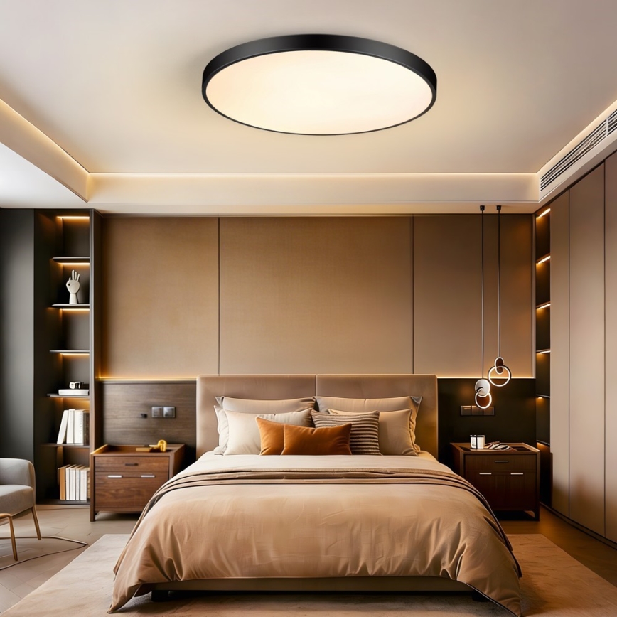 Immax NEO 07313L - Ściemnialna oprawa sufitowa LED SEMPLICI LED/96W/230V Ø 80 cm Wi-Fi Tuya czarna + pilot zdalnego sterowania