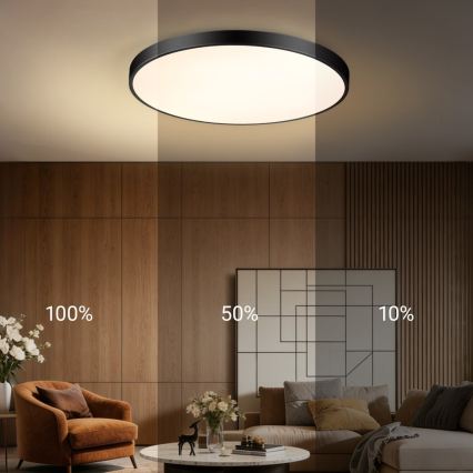 Immax NEO 07313L - Ściemnialna oprawa sufitowa LED SEMPLICI LED/96W/230V Ø 80 cm Wi-Fi Tuya czarna + pilot zdalnego sterowania