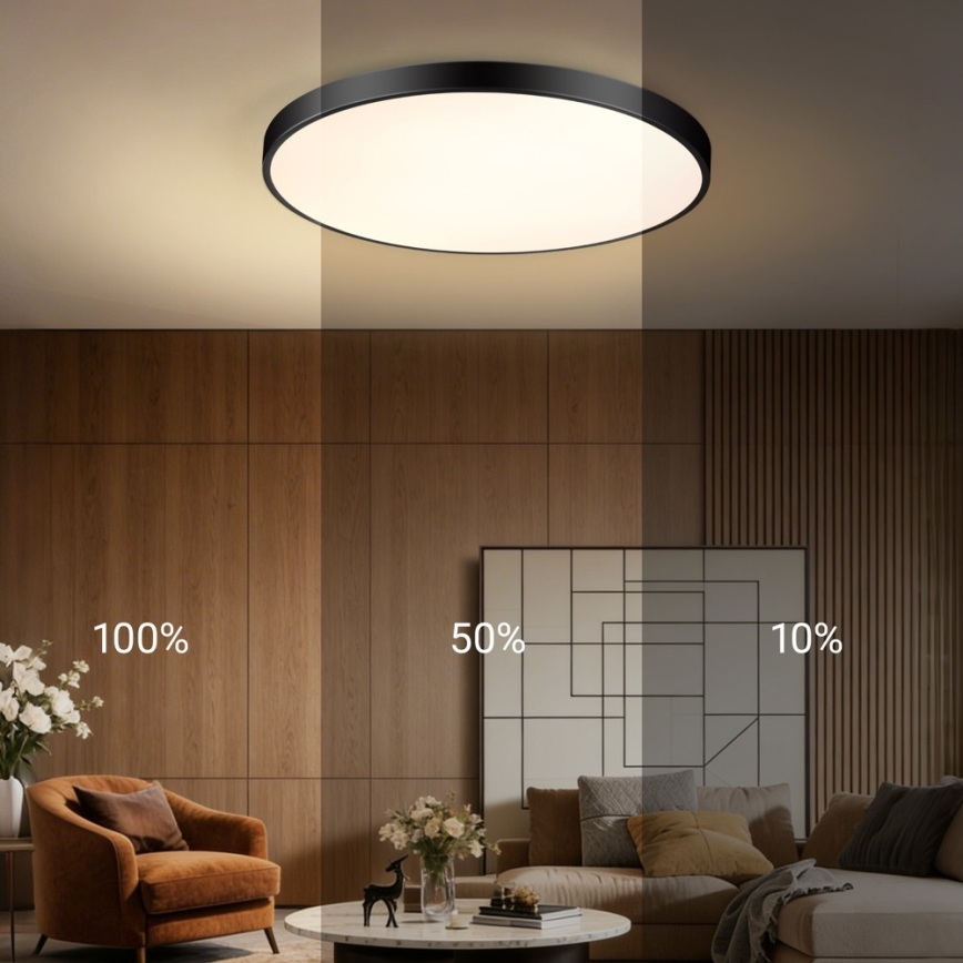 Immax NEO 07313L - Ściemnialna oprawa sufitowa LED SEMPLICI LED/96W/230V Ø 80 cm Wi-Fi Tuya czarna + pilot zdalnego sterowania