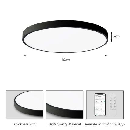Immax NEO 07313L - Ściemnialna oprawa sufitowa LED SEMPLICI LED/96W/230V Ø 80 cm Wi-Fi Tuya czarna + pilot zdalnego sterowania
