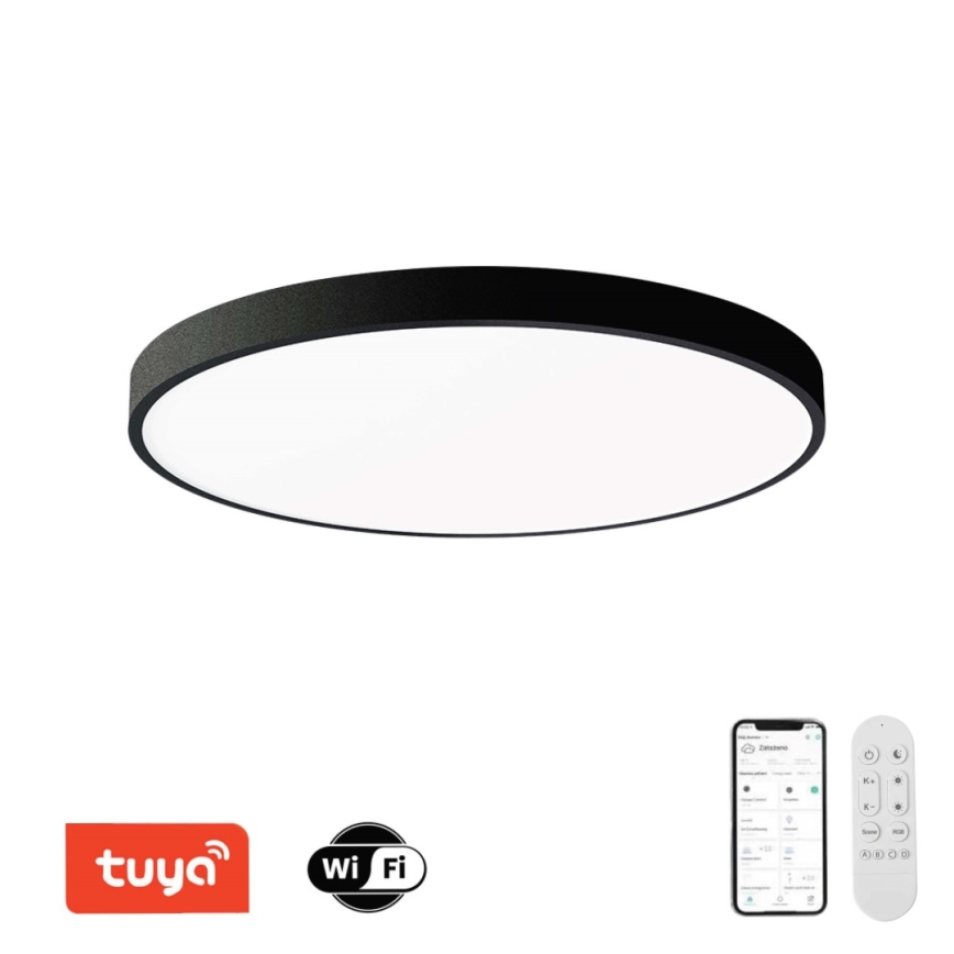 Immax NEO 07314L - ściemnialna oprawa sufitowa LED SEMPLICI LED/128W/230V średnica 100 cm Wi-Fi Tuya czarna + pilot zdalnego sterowania