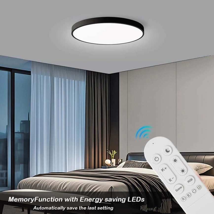 Immax NEO 07314L - ściemnialna oprawa sufitowa LED SEMPLICI LED/128W/230V średnica 100 cm Wi-Fi Tuya czarna + pilot zdalnego sterowania
