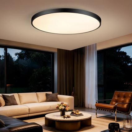 Immax NEO 07314L - ściemnialna oprawa sufitowa LED SEMPLICI LED/128W/230V średnica 100 cm Wi-Fi Tuya czarna + pilot zdalnego sterowania