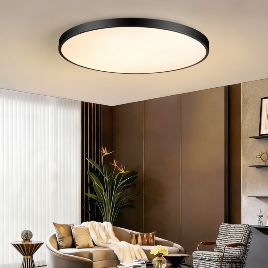 Immax NEO 07314L - ściemnialna oprawa sufitowa LED SEMPLICI LED/128W/230V średnica 100 cm Wi-Fi Tuya czarna + pilot zdalnego sterowania