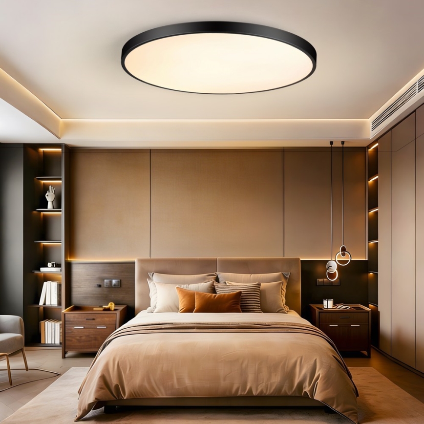 Immax NEO 07314L - ściemnialna oprawa sufitowa LED SEMPLICI LED/128W/230V średnica 100 cm Wi-Fi Tuya czarna + pilot zdalnego sterowania