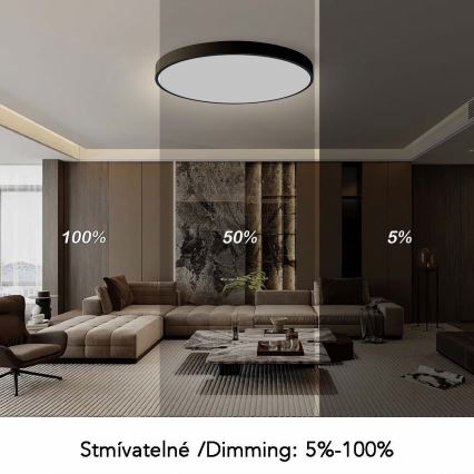 Immax NEO 07314L - ściemnialna oprawa sufitowa LED SEMPLICI LED/128W/230V średnica 100 cm Wi-Fi Tuya czarna + pilot zdalnego sterowania