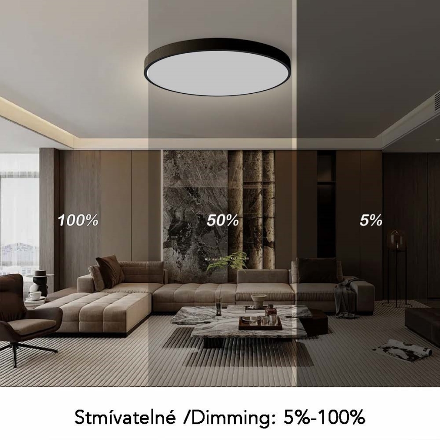 Immax NEO 07314L - ściemnialna oprawa sufitowa LED SEMPLICI LED/128W/230V średnica 100 cm Wi-Fi Tuya czarna + pilot zdalnego sterowania