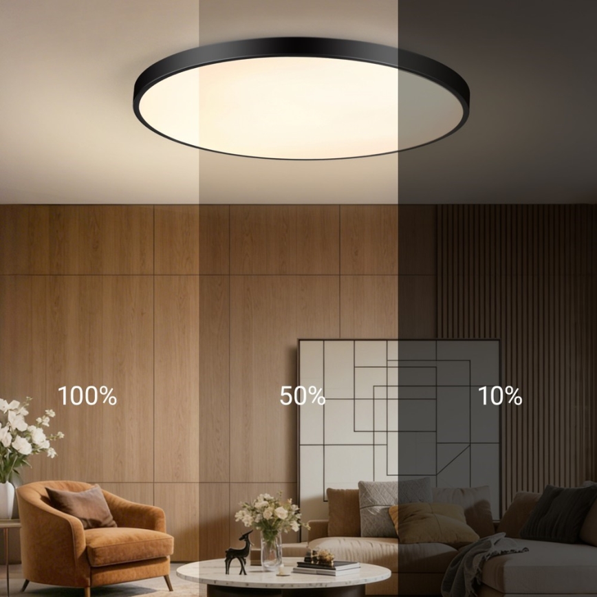 Immax NEO 07314L - ściemnialna oprawa sufitowa LED SEMPLICI LED/128W/230V średnica 100 cm Wi-Fi Tuya czarna + pilot zdalnego sterowania