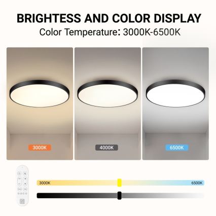 Immax NEO 07314L - ściemnialna oprawa sufitowa LED SEMPLICI LED/128W/230V średnica 100 cm Wi-Fi Tuya czarna + pilot zdalnego sterowania