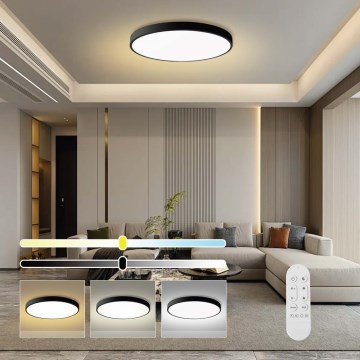 Immax NEO 07314L - ściemnialna oprawa sufitowa LED SEMPLICI LED/128W/230V średnica 100 cm Wi-Fi Tuya czarna + pilot zdalnego sterowania