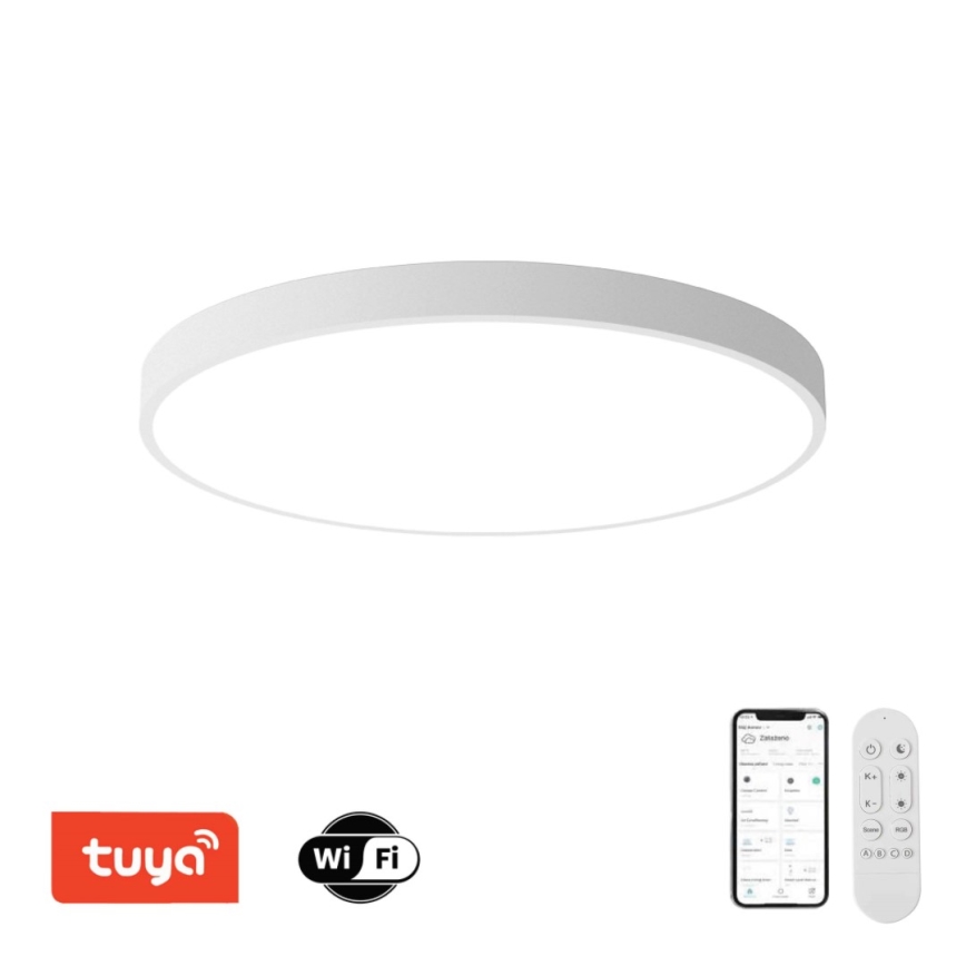Immax NEO 07315L - ściemnialna lampa sufitowa LED SEMPLICI LED/96W/230V śr. 80 cm Wi-Fi Tuya biała + pilot zdalnego sterowania