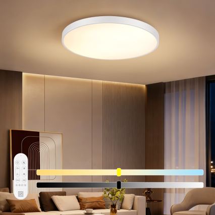 Immax NEO 07315L - ściemnialna lampa sufitowa LED SEMPLICI LED/96W/230V śr. 80 cm Wi-Fi Tuya biała + pilot zdalnego sterowania