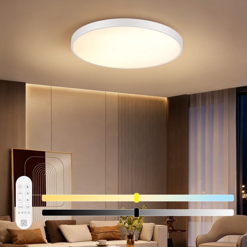 Immax NEO 07315L - ściemnialna lampa sufitowa LED SEMPLICI LED/96W/230V śr. 80 cm Wi-Fi Tuya biała + pilot zdalnego sterowania