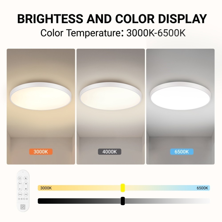 Immax NEO 07315L - ściemnialna lampa sufitowa LED SEMPLICI LED/96W/230V śr. 80 cm Wi-Fi Tuya biała + pilot zdalnego sterowania