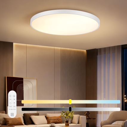 Immax NEO 07316L - LED ściemnialna oprawa sufitowa SEMPLICI LED/128W/230V śr. 100 cm Wi-Fi Tuya biała + pilot zdalnego sterowania