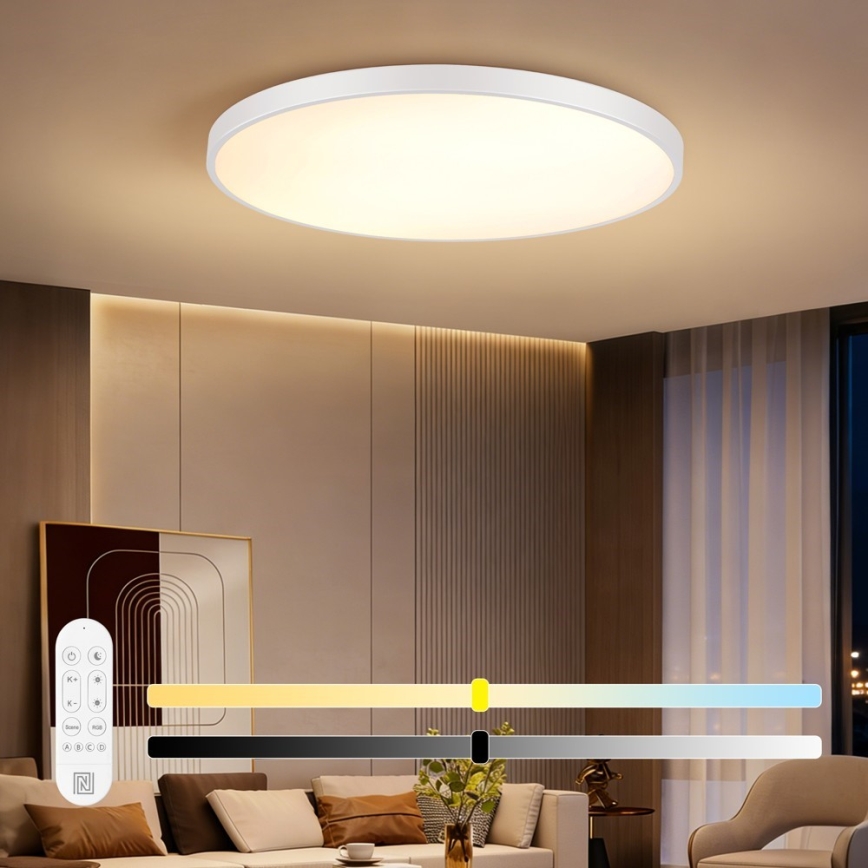 Immax NEO 07316L - LED ściemnialna oprawa sufitowa SEMPLICI LED/128W/230V śr. 100 cm Wi-Fi Tuya biała + pilot zdalnego sterowania
