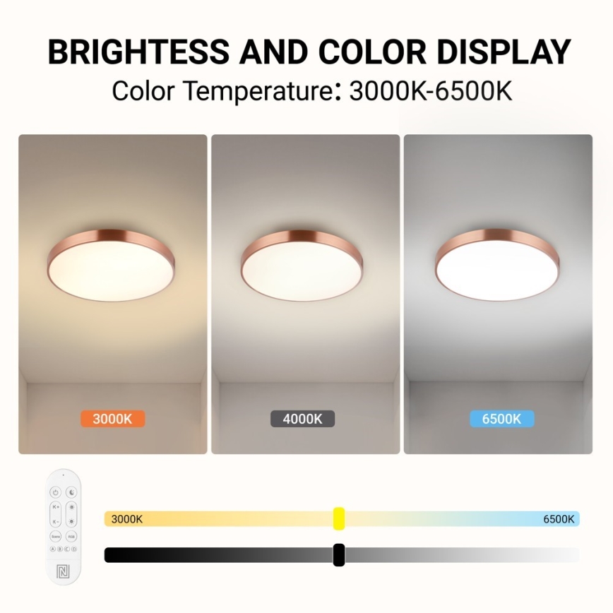 Immax NEO 07321L - ściemnialna oprawa sufitowa LED NEO LITE SEMPLICI LED/36W/230V Ø 40 cm Tuya, rose gold + pilot zdalnego sterowania