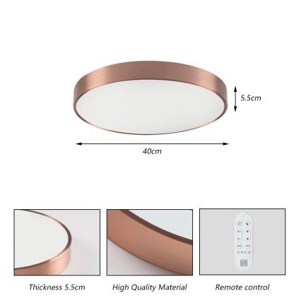 Immax NEO 07321L - ściemnialna oprawa sufitowa LED NEO LITE SEMPLICI LED/36W/230V Ø 40 cm Tuya, rose gold + pilot zdalnego sterowania