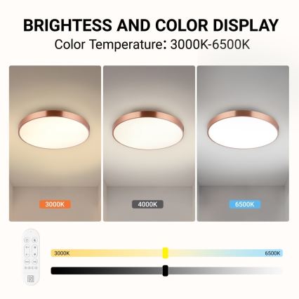 Immax NEO 07322L - ściemnialna oprawa sufitowa LED NEO LITE SEMPLICI LED/60W/230V śr. 60 cm Tuya różowe złoto + pilot zdalnego sterowania