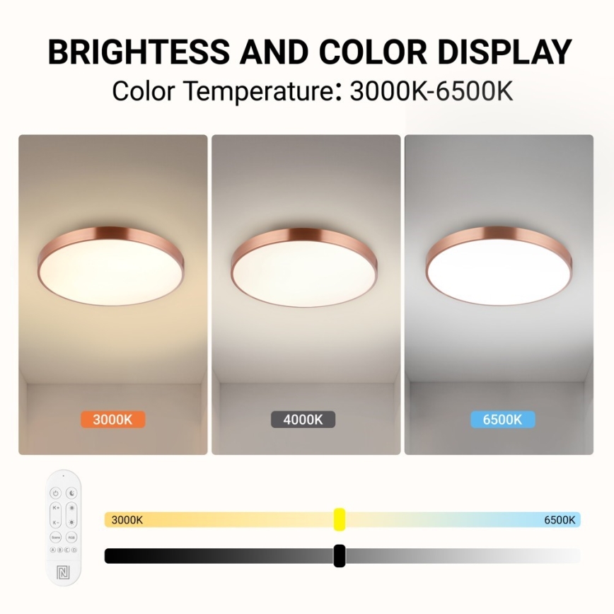 Immax NEO 07322L - ściemnialna oprawa sufitowa LED NEO LITE SEMPLICI LED/60W/230V śr. 60 cm Tuya różowe złoto + pilot zdalnego sterowania