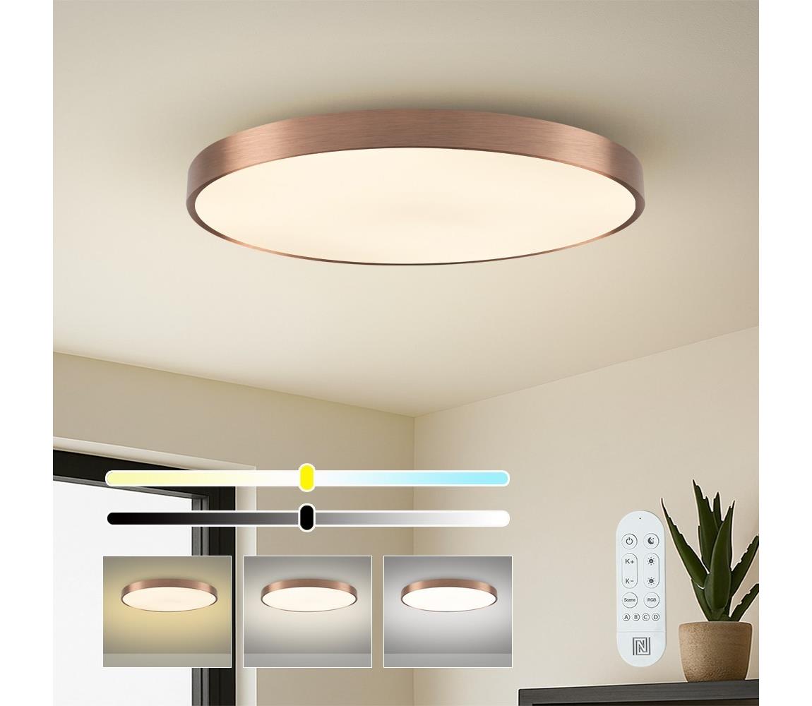 NEO 07323L-LED Ściemnialna lampa sufitowa SEMPLICI 96W/230V śr.80cm Wi-Fi Tuya różowy+pilot