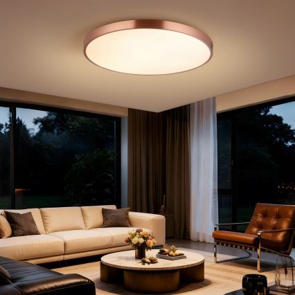 Immax NEO 07323L - LED ściemnialny plafon SEMPLICI LED/96W/230V śr. 80 cm Wi-Fi Tuya różowe złoto + pilot zdalnego sterowania