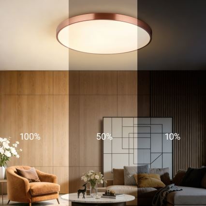 Immax NEO 07323L - LED ściemnialny plafon SEMPLICI LED/96W/230V śr. 80 cm Wi-Fi Tuya różowe złoto + pilot zdalnego sterowania