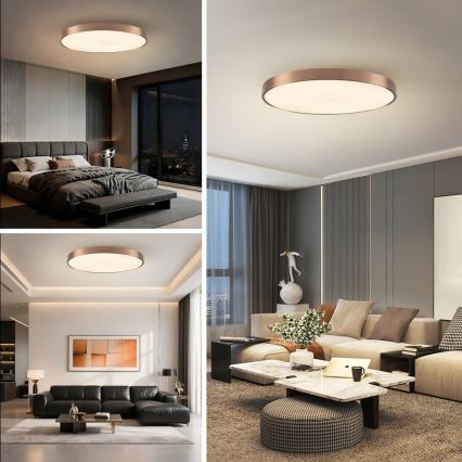 Immax NEO 07323L - LED ściemnialny plafon SEMPLICI LED/96W/230V śr. 80 cm Wi-Fi Tuya różowe złoto + pilot zdalnego sterowania