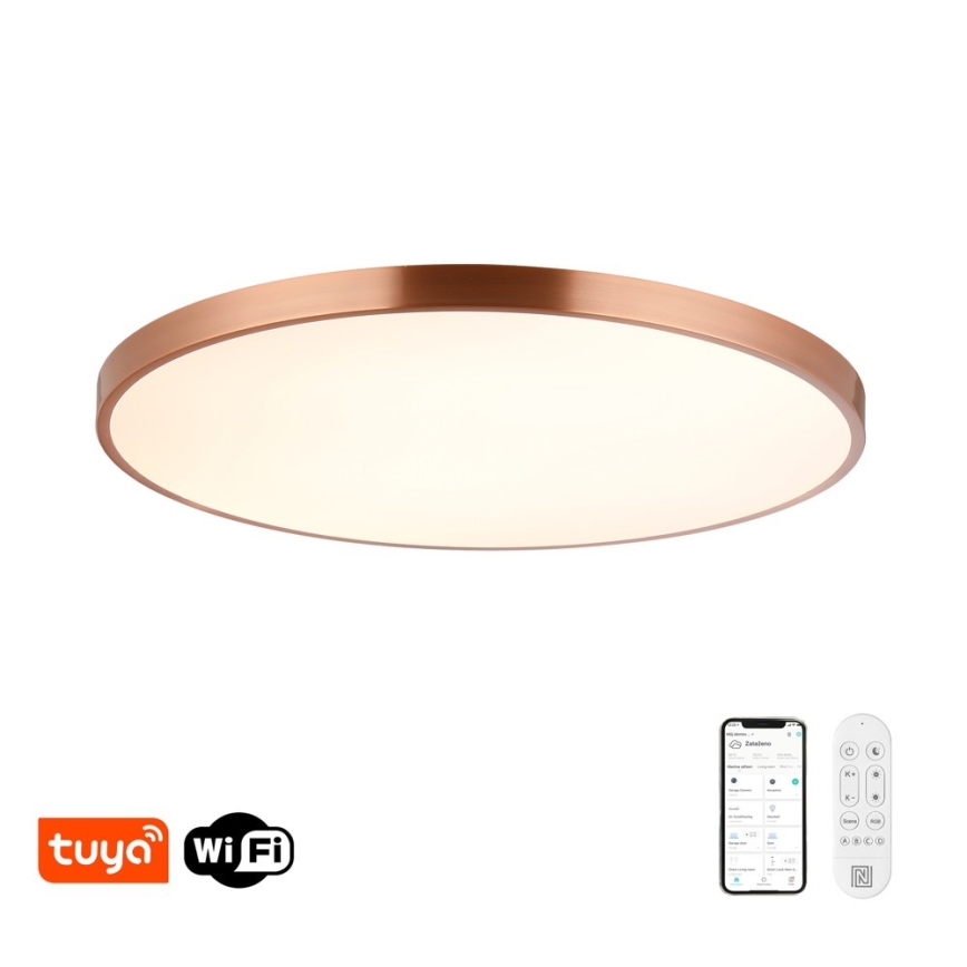 Immax NEO 07324L - Ściemnialna lampa sufitowa LED SEMPLICI LED/128W/230V, średnica 100 cm, Wi‑Fi Tuya, złota + pilot zdalnego sterowania