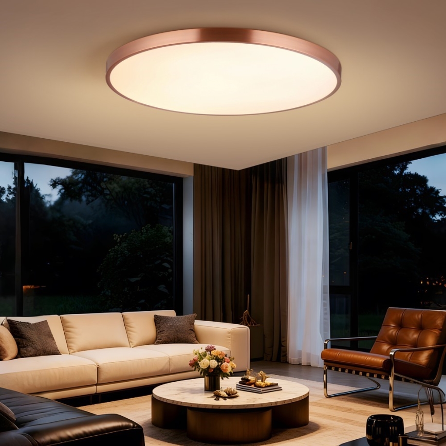 Immax NEO 07324L - Ściemnialna lampa sufitowa LED SEMPLICI LED/128W/230V, średnica 100 cm, Wi‑Fi Tuya, złota + pilot zdalnego sterowania