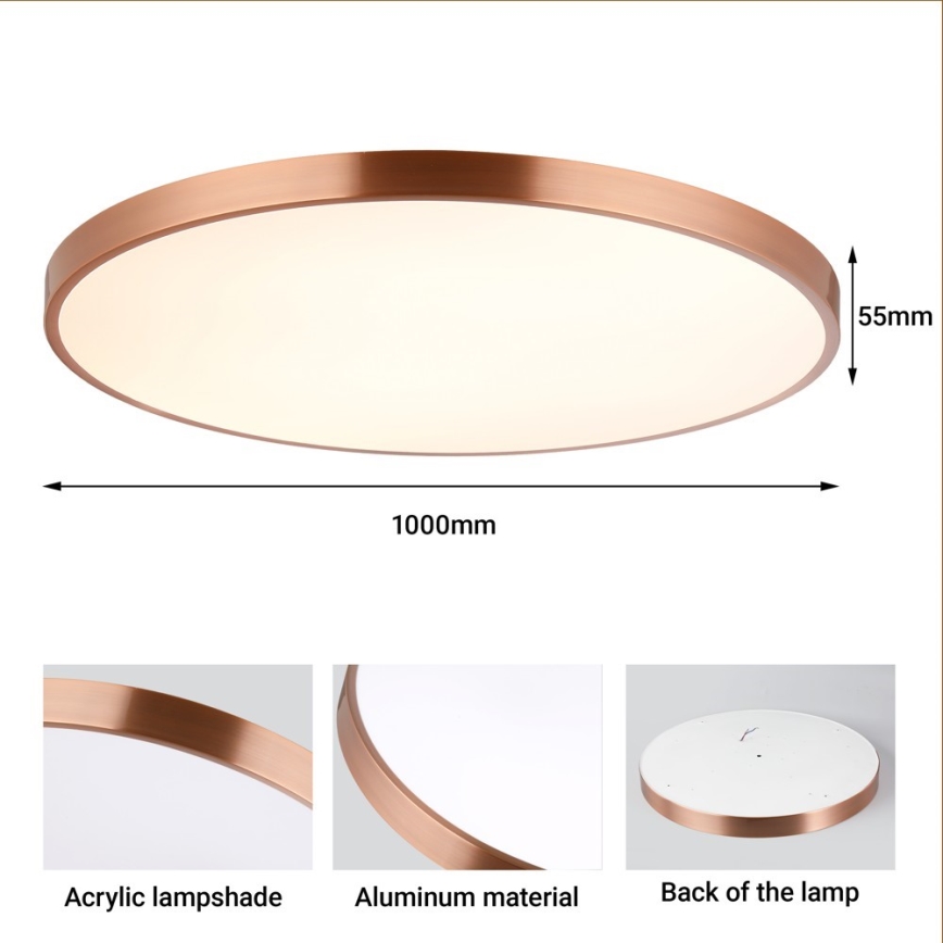 Immax NEO 07324L - Ściemnialna lampa sufitowa LED SEMPLICI LED/128W/230V, średnica 100 cm, Wi‑Fi Tuya, złota + pilot zdalnego sterowania