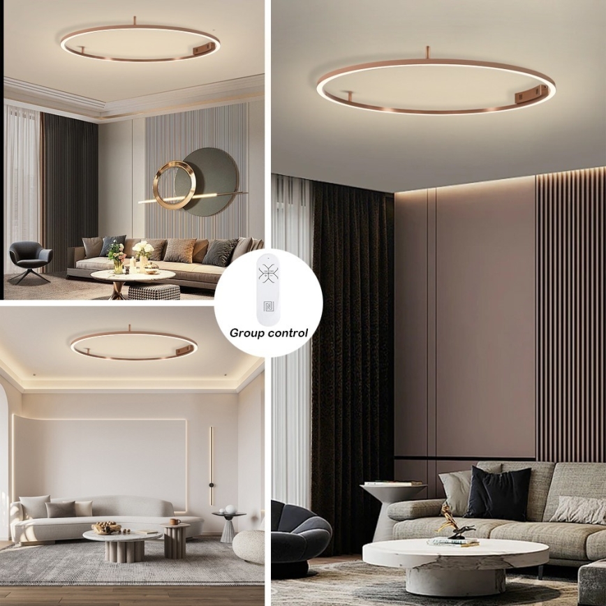 Immax NEO 07325-120C - LED ściemnialna oprawa sufitowa FINO LED/72W/230V 120 cm Tuya różowe złoto + pilot zdalnego sterowania