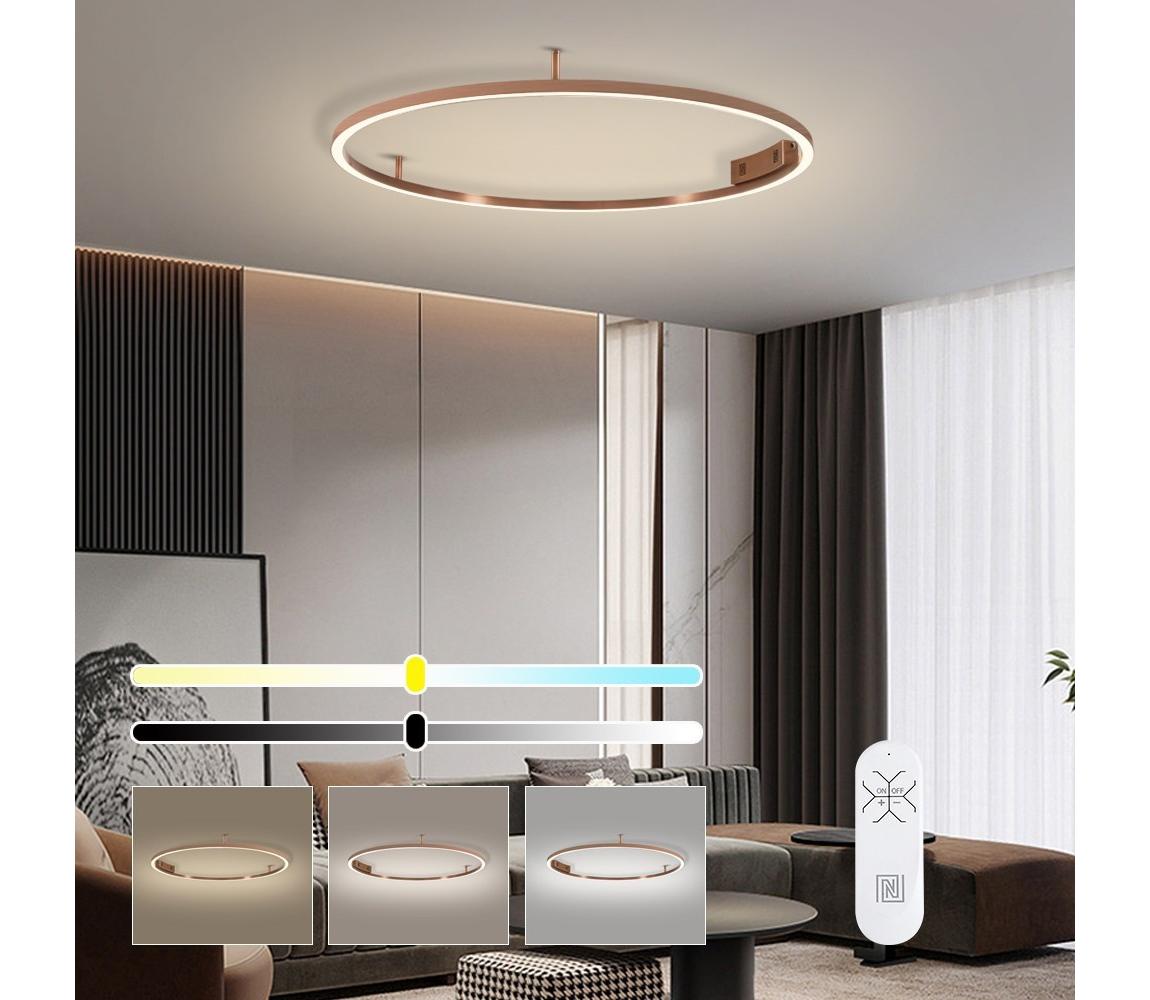 NEO 07326-80C-LED ściemnialna oprawa sufitowa FINO LED/55W/230V 80 cm Tuya różowe złoto+z pilotem