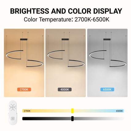Immax NEO 07329L - LED ściemnialna lampa wisząca na lince FINO LED/72W/230V 120 cm Tuya czarna + pilot zdalnego sterowania