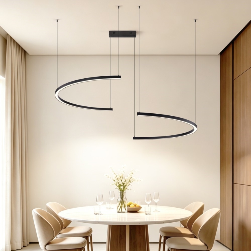 Immax NEO 07329L - LED ściemnialna lampa wisząca na lince FINO LED/72W/230V 120 cm Tuya czarna + pilot zdalnego sterowania