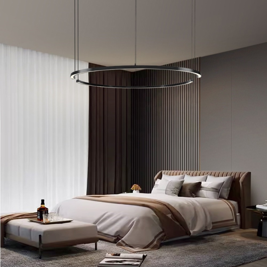 Immax NEO 07329L - LED ściemnialna lampa wisząca na lince FINO LED/72W/230V 120 cm Tuya czarna + pilot zdalnego sterowania