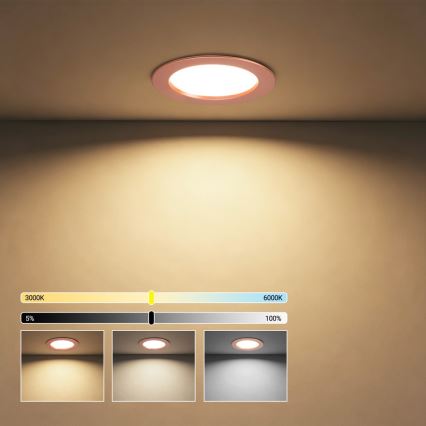 Immax NEO 07330L - ściemnialna oprawa wpuszczana DOWN LED/12W/230V Wi-Fi Tuya, śr. 12 cm, różowe złoto