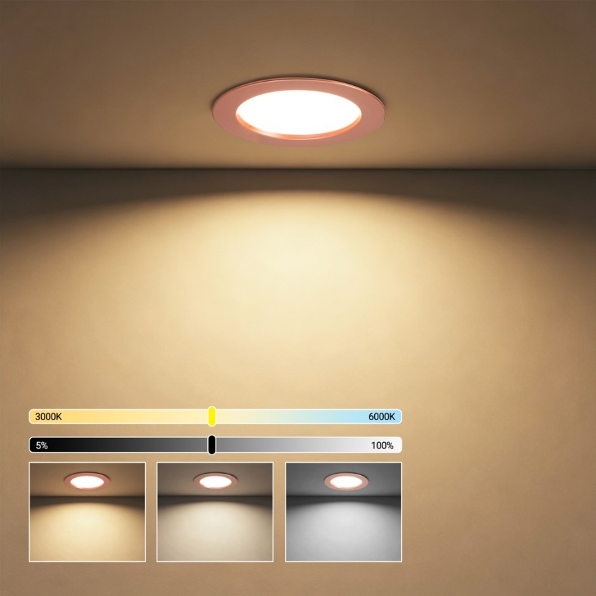 Immax NEO 07330L - ściemnialna oprawa wpuszczana DOWN LED/12W/230V Wi-Fi Tuya, śr. 12 cm, różowe złoto