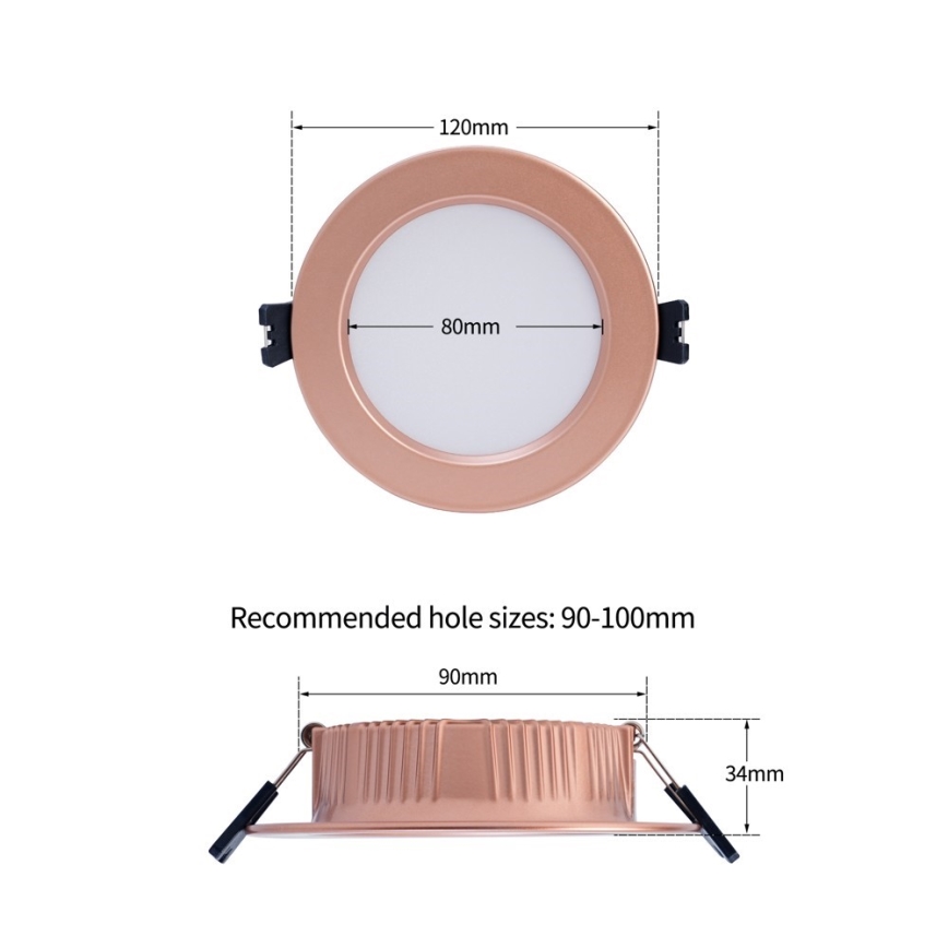 Immax NEO 07330L - ściemnialna oprawa wpuszczana DOWN LED/12W/230V Wi-Fi Tuya, śr. 12 cm, różowe złoto