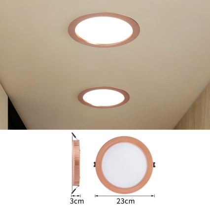Immax NEO 07331L - ściemnialna wpuszczana oprawa sufitowa DOWN LED/36W/230V Wi-Fi Tuya śr. 23 cm różowe złoto