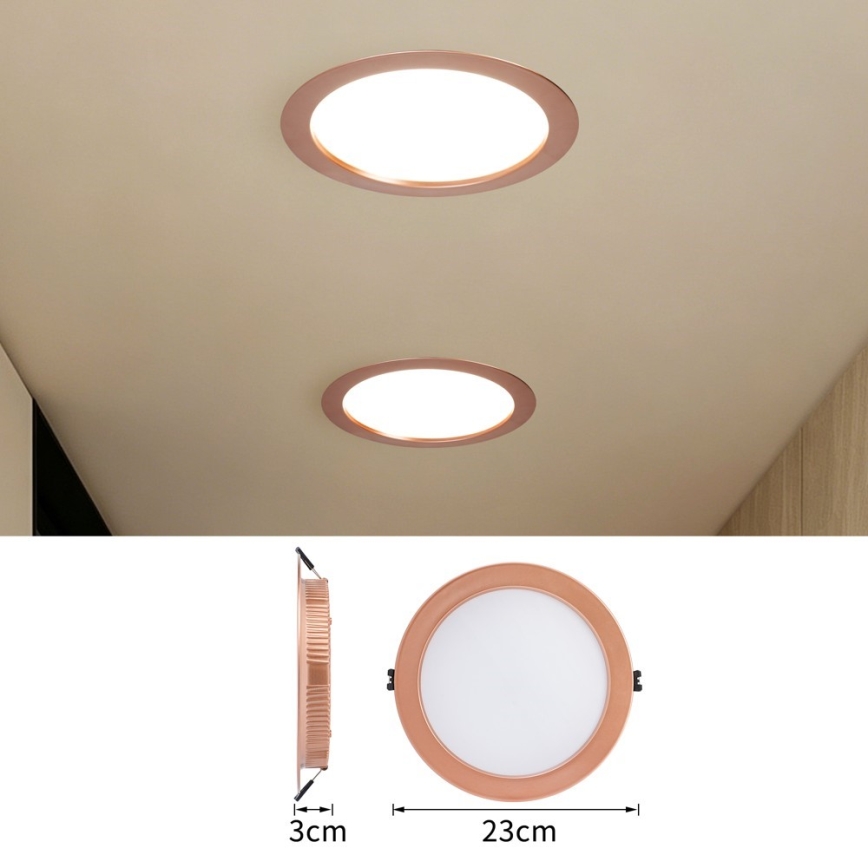 Immax NEO 07331L - ściemnialna wpuszczana oprawa sufitowa DOWN LED/36W/230V Wi-Fi Tuya śr. 23 cm różowe złoto