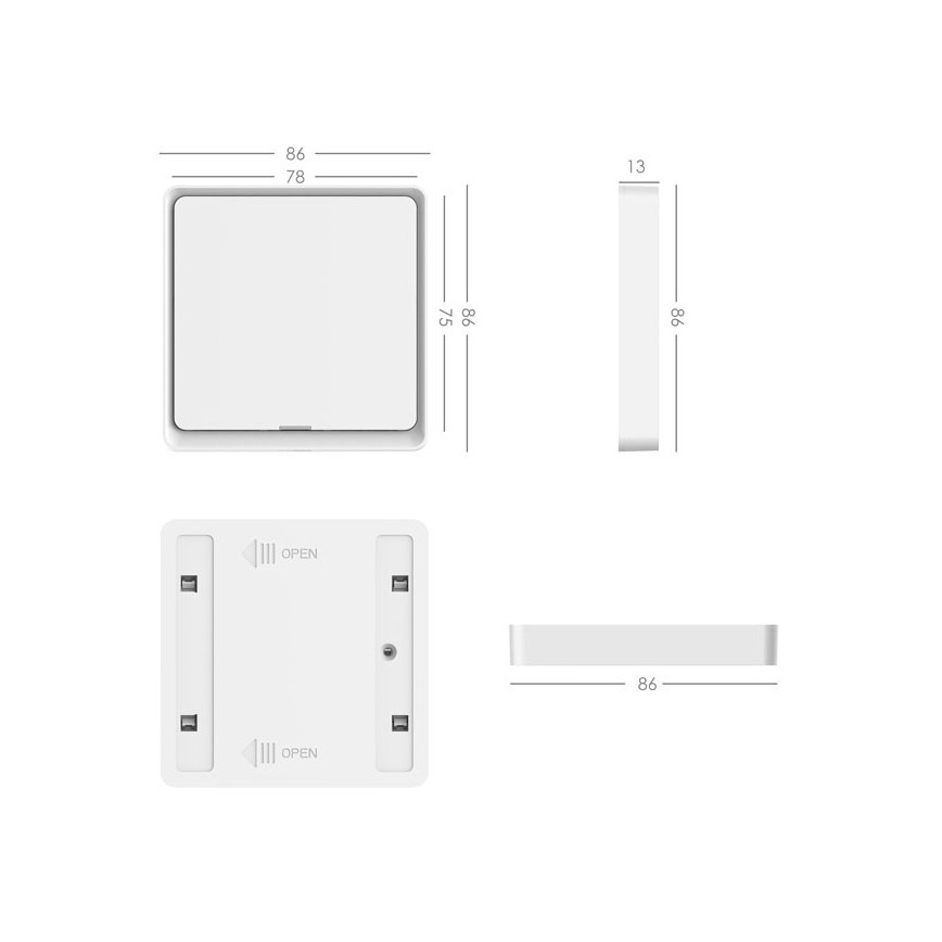 Immax NEO 07506C - SET 3x Przełącznik 1-przycisk SMART 3xCR2430 Zigbee 3.0 Tuya