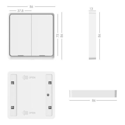 Immax NEO 07507C - SET 3x Przełącznik 2-przycisk SMART 3xCR2430 Zigbee 3.0 Tuya