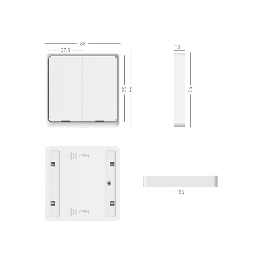 Immax NEO 07507C - SET 3x Przełącznik 2-przycisk SMART 3xCR2430 Zigbee 3.0 Tuya