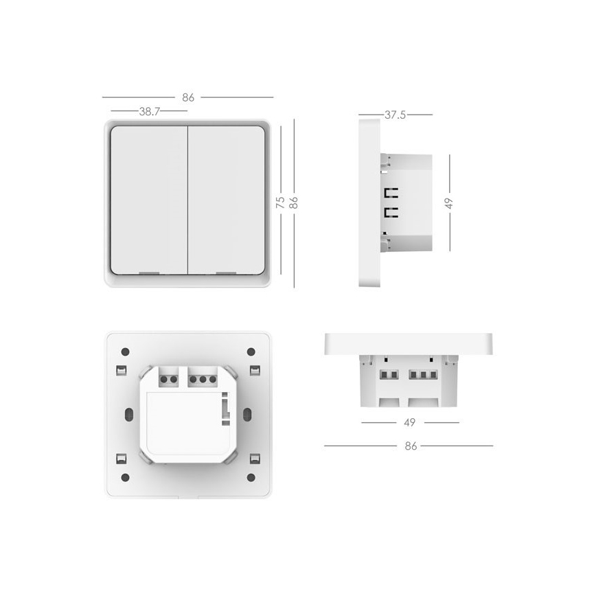 Immax NEO 07513L - Przełącznik z 2 przyciskami SMART 230V Wi-Fi Tuya