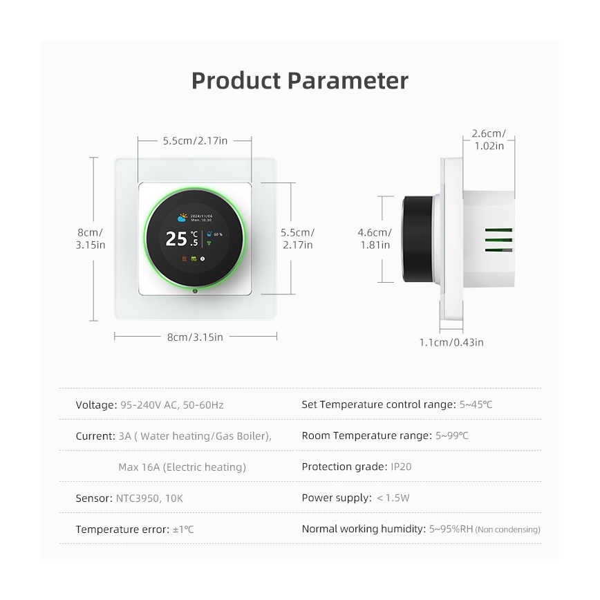 Immax NEO 07534L - Inteligentny termostat do ogrzewania podłogowego SMART 230V/3A Wi-Fi Tuya