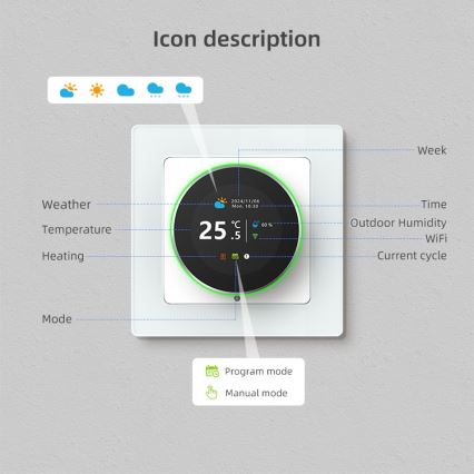 Immax NEO 07535L - Termostat do elektrycznego ogrzewania podłogowego SMART 230V/16A Wi-Fi Tuya