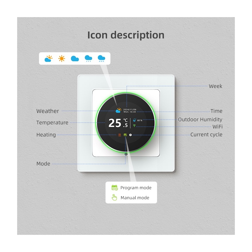 Immax NEO 07535L - Termostat do elektrycznego ogrzewania podłogowego SMART 230V/16A Wi-Fi Tuya